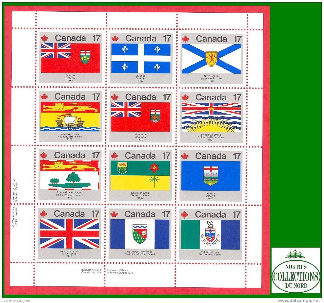 Canada, Complete Sheet Of 12 Stamps # 821 - 832 - Scott - Unitrade - Mint / Feuille De 12 Timbres - Blocks & Sheetlets