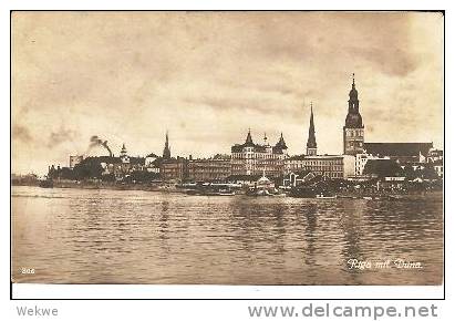 Let025/ Fotokarte Riga Mit Düna Vom Wasser Her Aufgenommen Ca. 1915. - Lettonie