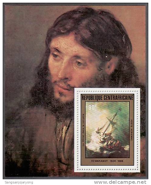 Cen. Africa ScC241 S/S Painting, Rembrandt, Christ - Rembrandt