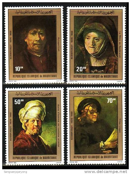 Mauritania Sc456-9 Painting, Rembrandt, Self-Portrait... - Rembrandt