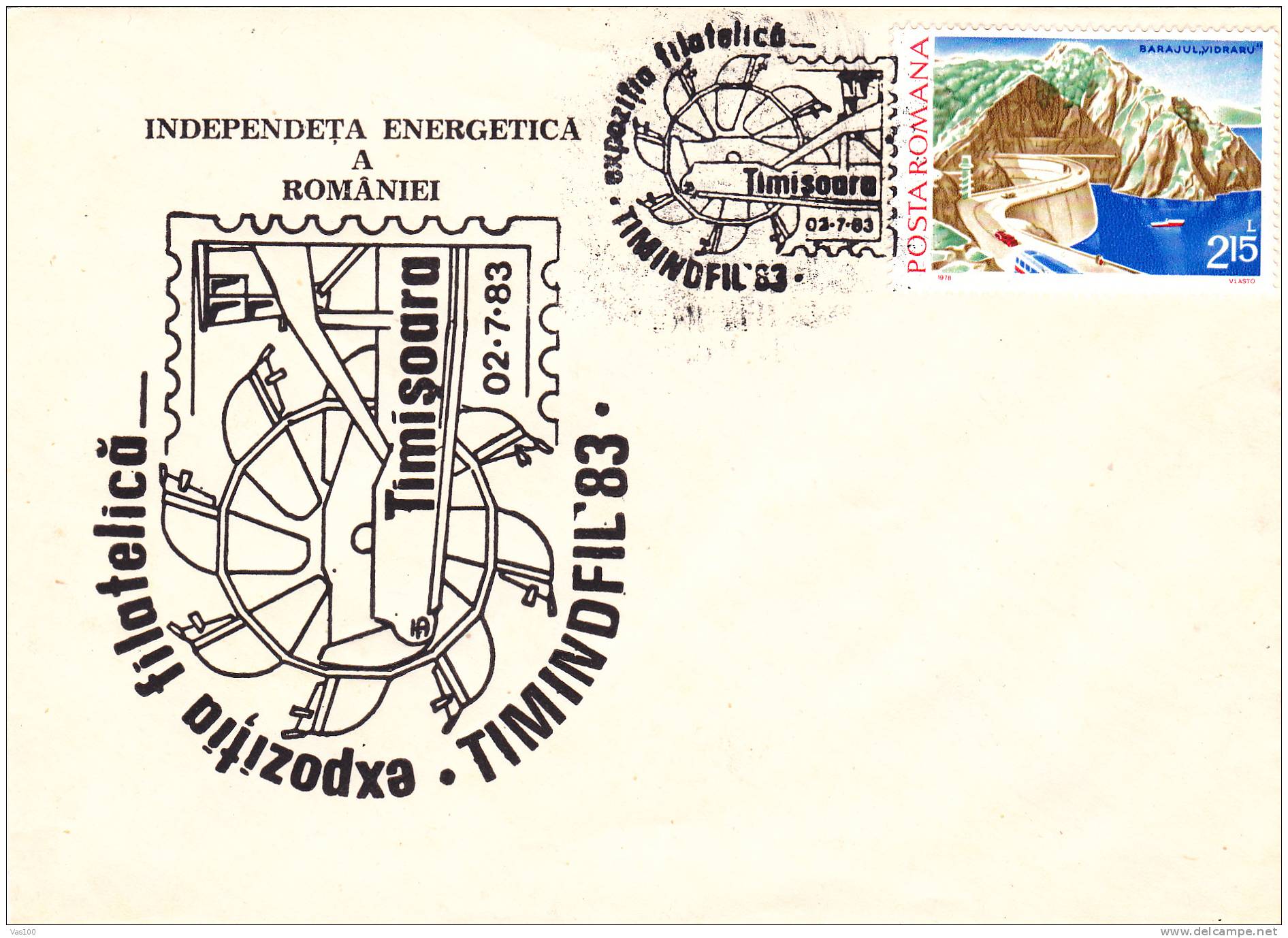 Bridge - Barrage - Electricite,Hydropower;1983 Special Covers Obliteration Concordante Romania. - Elektriciteit