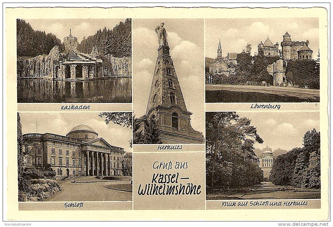 AK 120 Gruß Aus Kassel-Wilhelmshöhe Mehrbild 5 Bilder Kaskaden Herkules Löwenburg Schloß Blick Auf Schloß Und Herkules - Kassel