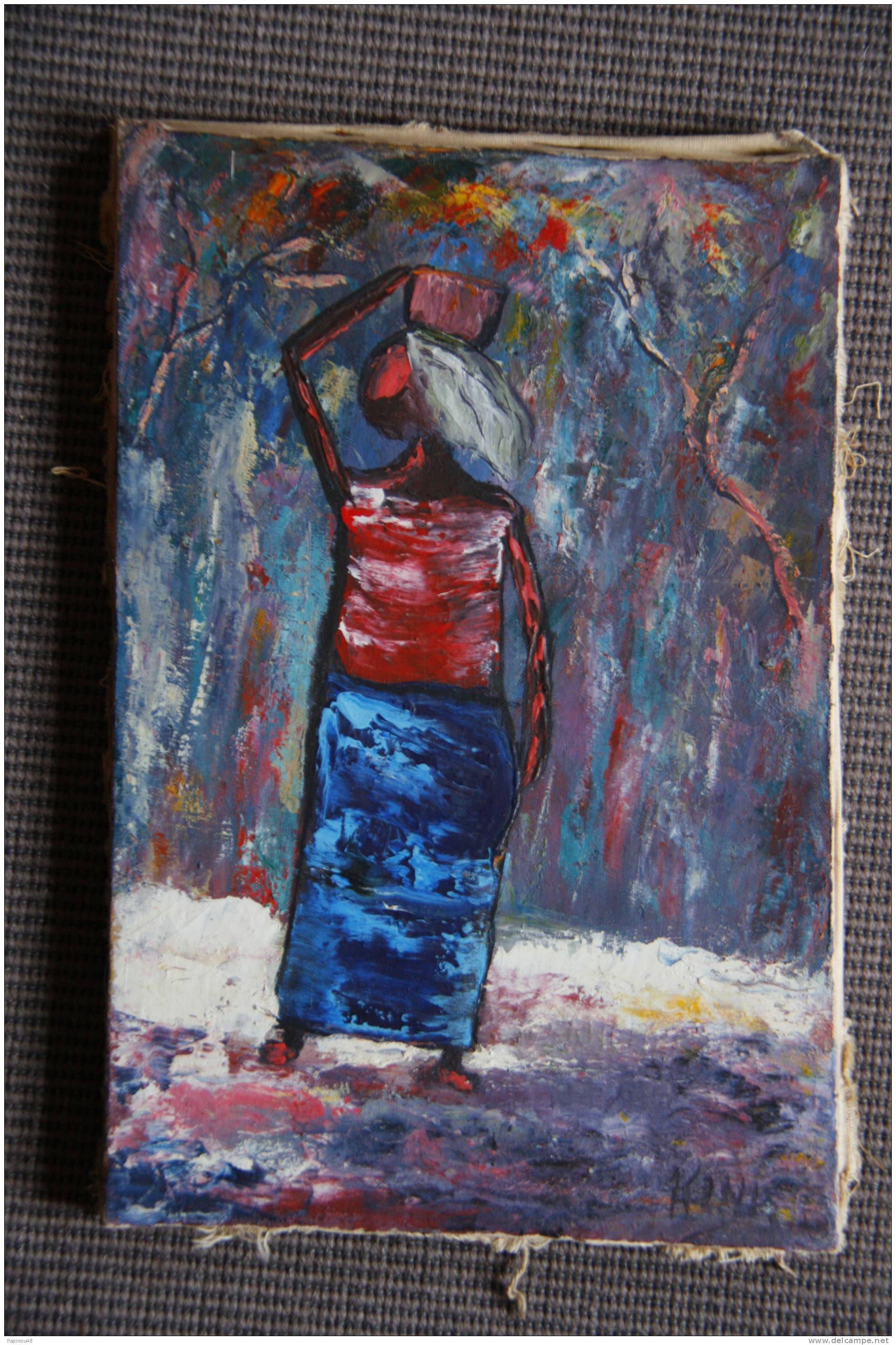 Peinture à L'huile Sur Toile « Femme Africaine - Art Africain