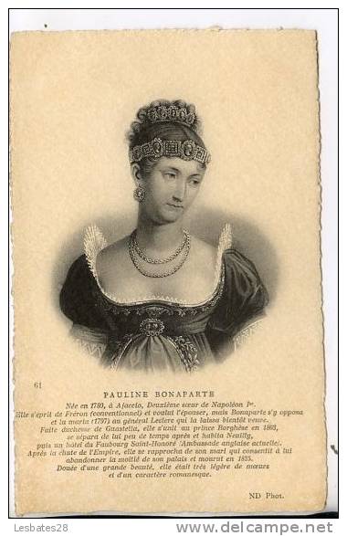 CPA - CELEBRITES.- PERSONNAGES HISTORIQUES-  PAULINE BONAPARTE.- --JUIL SA 2011-398 - Royal Families