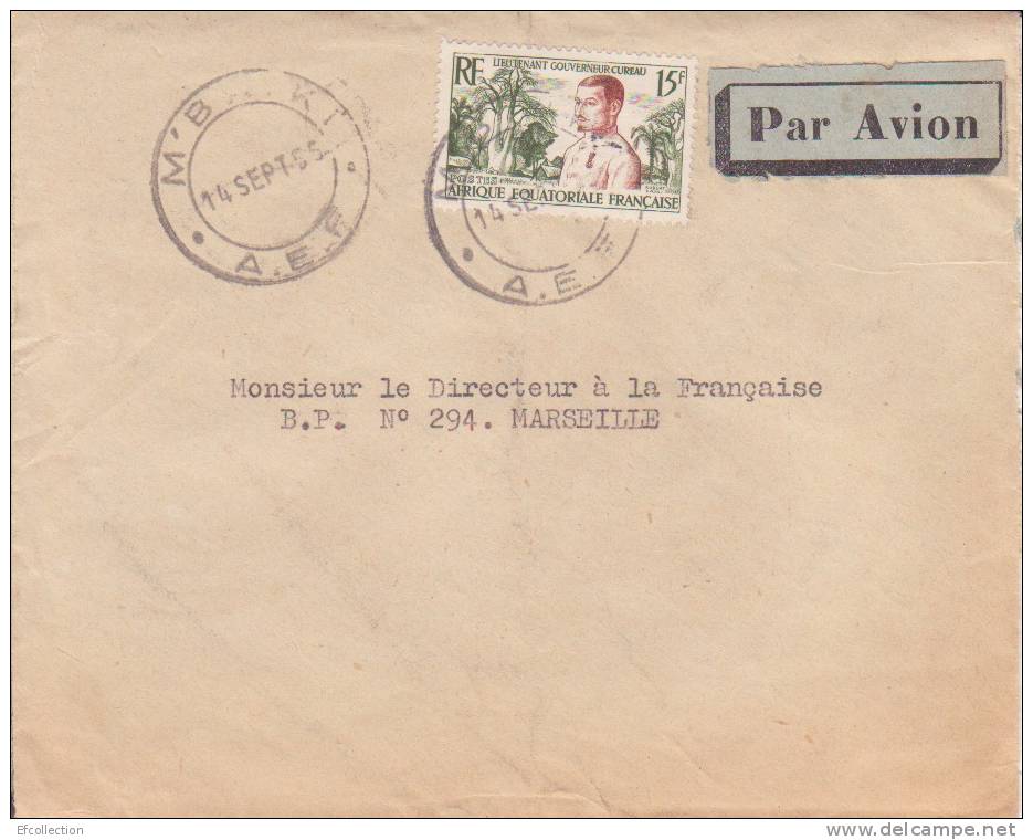 AEF,Oubangui,Mbaiki Le 14/09/1956,colonies,lettr E,lieutenant Gouverneur Cureau,15f N°230 - Otros & Sin Clasificación