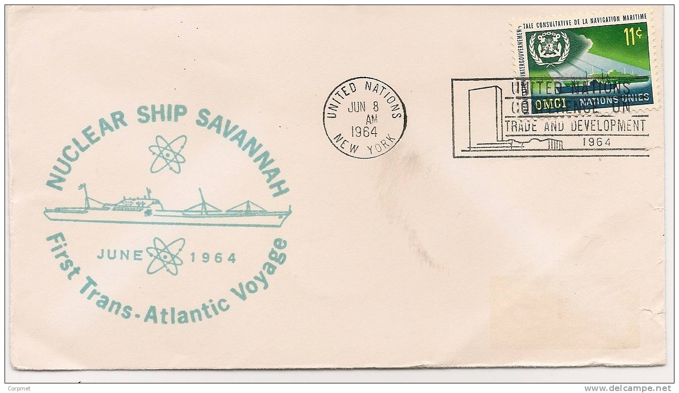 NUCLEAR ENERGY - NUCLEAR SHIP SAVANNAH 1964 COVER First Trans-Atlantic Voyage-NEW YORK To BREMERHAVEN -reception At Back - Atomenergie