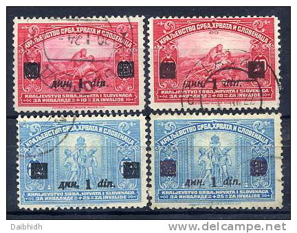 YUGOSLAVIA 1922 Surcharges 1 Din. In Dark Lilac Brown On War Charity Used. - Usados