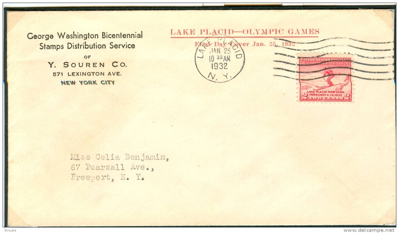 USA FDC 25-1-1932 - Winter 1932: Lake Placid