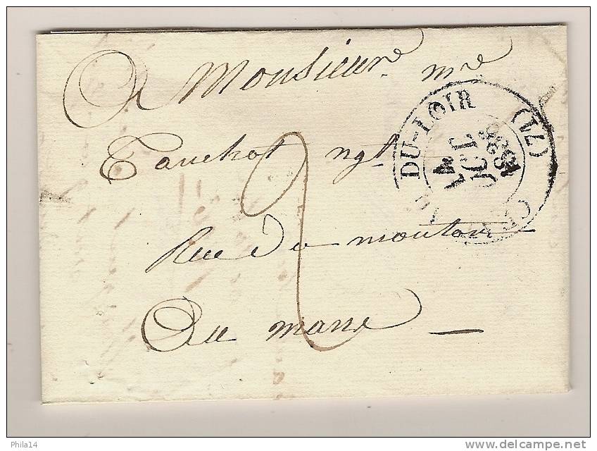 LAC  CHATEAU DU LOIR SARTHE POUR LE MANS 14 OCT 1836 / TAXE - 1801-1848: Precursors XIX