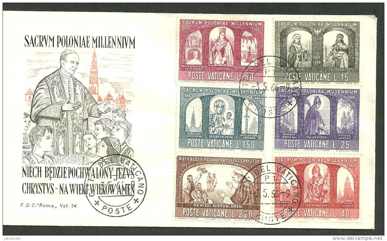 F.D.C. COVER  SACRUM  POLONIAE MILLE NNUM   VATICAN STAMPS & CANCELLATIONS - FDC