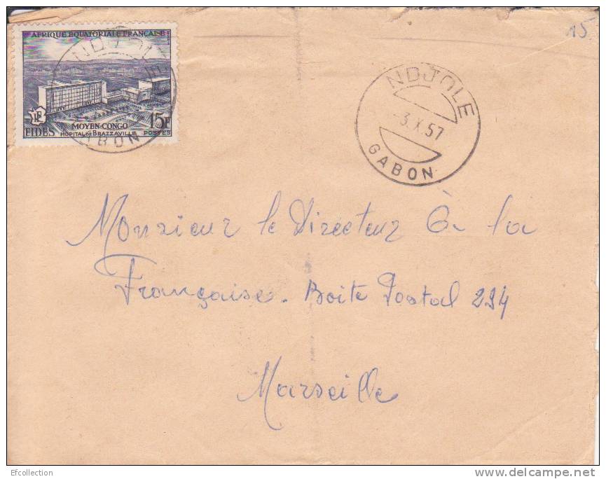 MARCOPHILIE - NJOLE ( Petit Bureau ) GABON - 1957 - COLONIES - A.E.F - N°234 - AVION - LETTRE - Autres & Non Classés