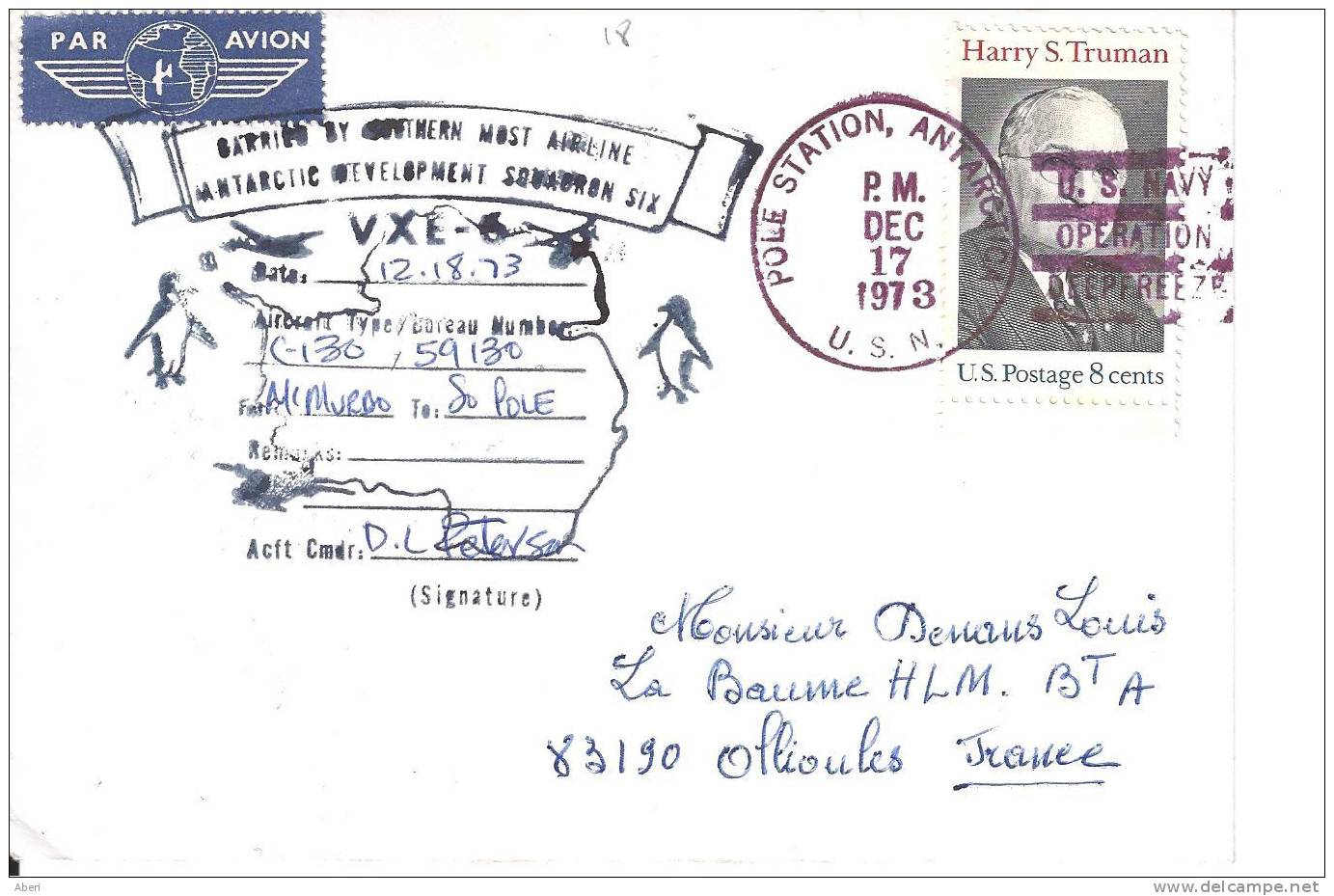 6707  ANTARTIC SQUADRON SIX - Mc MURDO To SOUTH POLE - POLE STATION - Vols Polaires