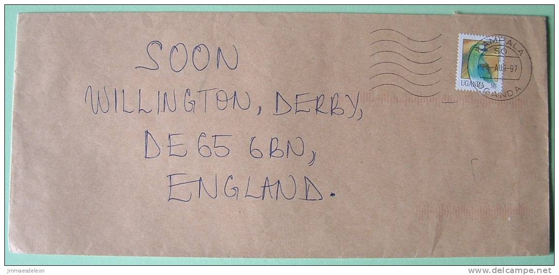 Uganda 1997 Cover To Derby England UK - Bird Roller - Ouganda (1962-...)