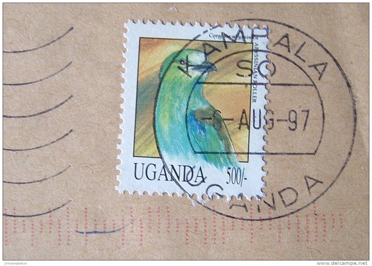 Uganda 1997 Cover To Derby England UK - Bird Roller - Ouganda (1962-...)