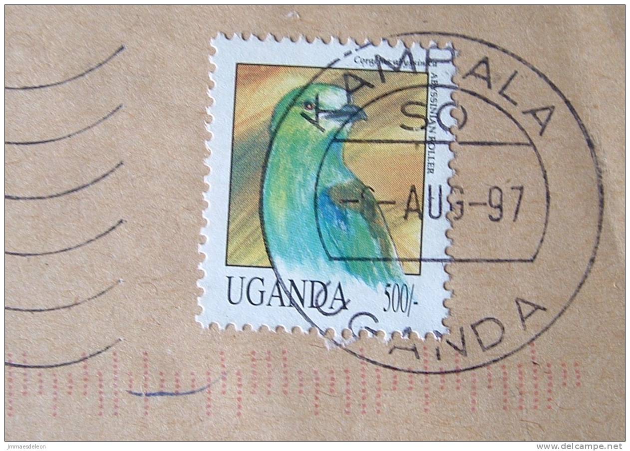 Uganda 1997 Cover To Derby England UK - Bird Roller - Oeganda (1962-...)