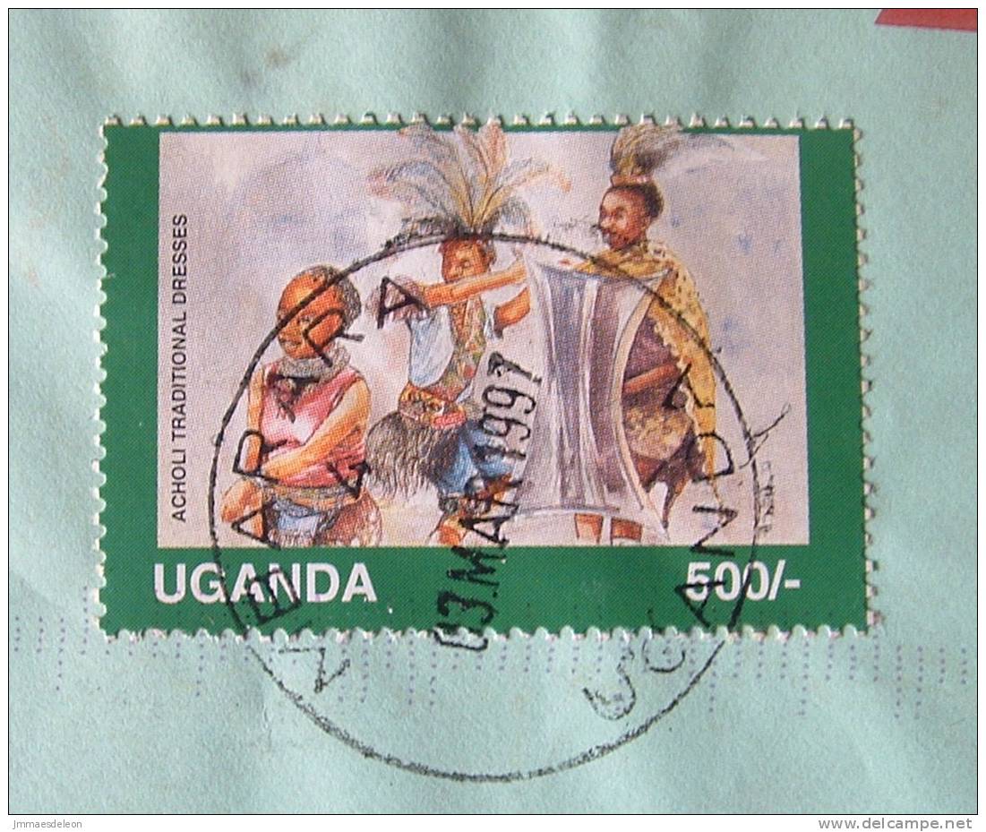 Uganda 1997 Cover To Derby England UK - Traditional Headdress Acholi - Ouganda (1962-...)