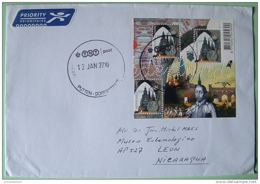 Netherlands 2010 Cover To Nicaragua - History - Whale Label On Back - Sonstige & Ohne Zuordnung