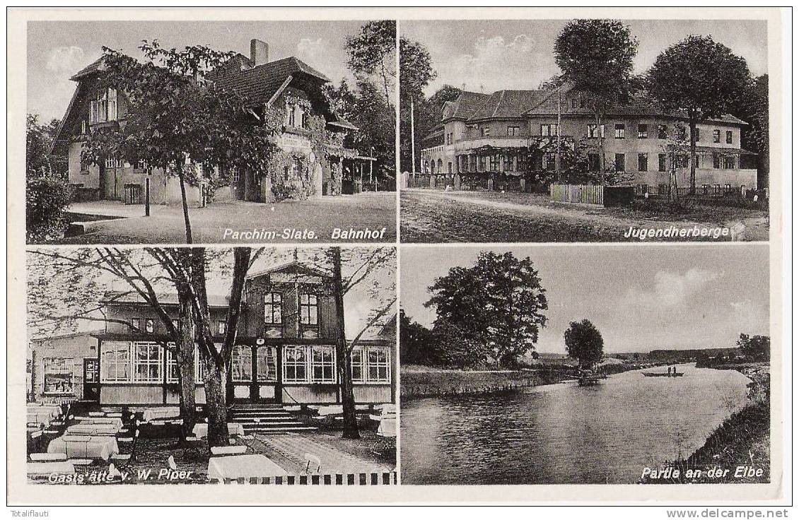 Parchim Slate Bahnhof Jugendherberge Gaststätte W. Pieper Partie An Der Elde Ungelaufene Fotokarte TOP-Erhaltung - Parchim