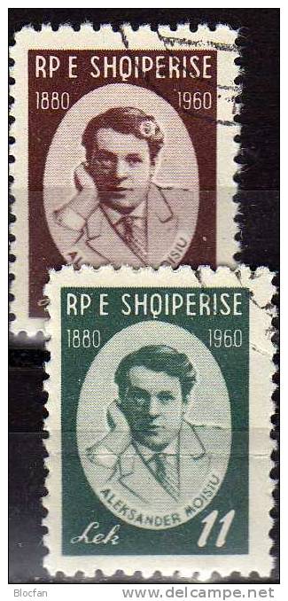 Zum 80. Geburtstag Des Schauspieler Moissi 1960 Albanien 595/6 O 2€ Porträt Des Künstler Artist History Set Of Shqiperia - Acteurs