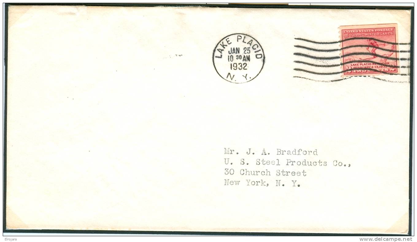 USA FDC 25-1-1932 STAMP UPPER AND RIGHT SIDE IMPERFORATED - Hiver 1932: Lake Placid