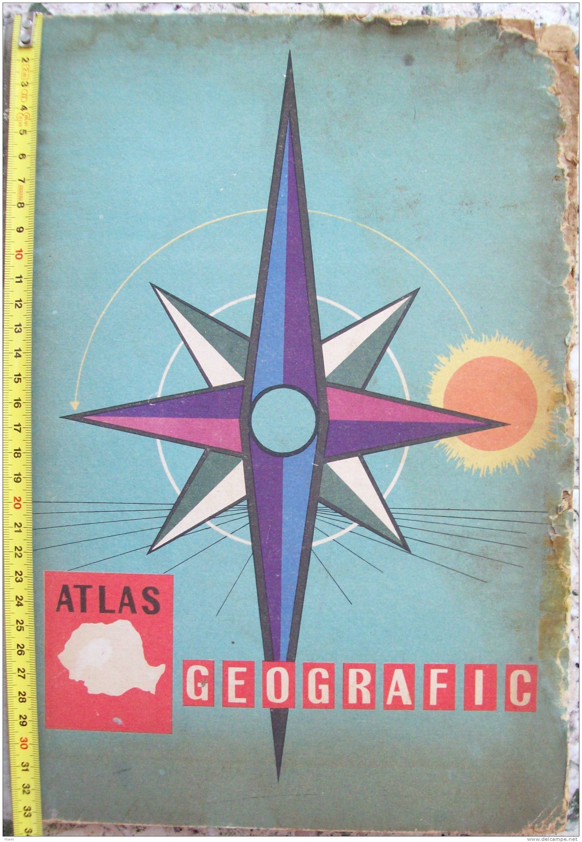 ROMANIA- GEOGRAPHIC ATLAS SCHOOL, PERIOD 1968,INDUSTRIAL IMAGES,VIEWS,MAPS - School