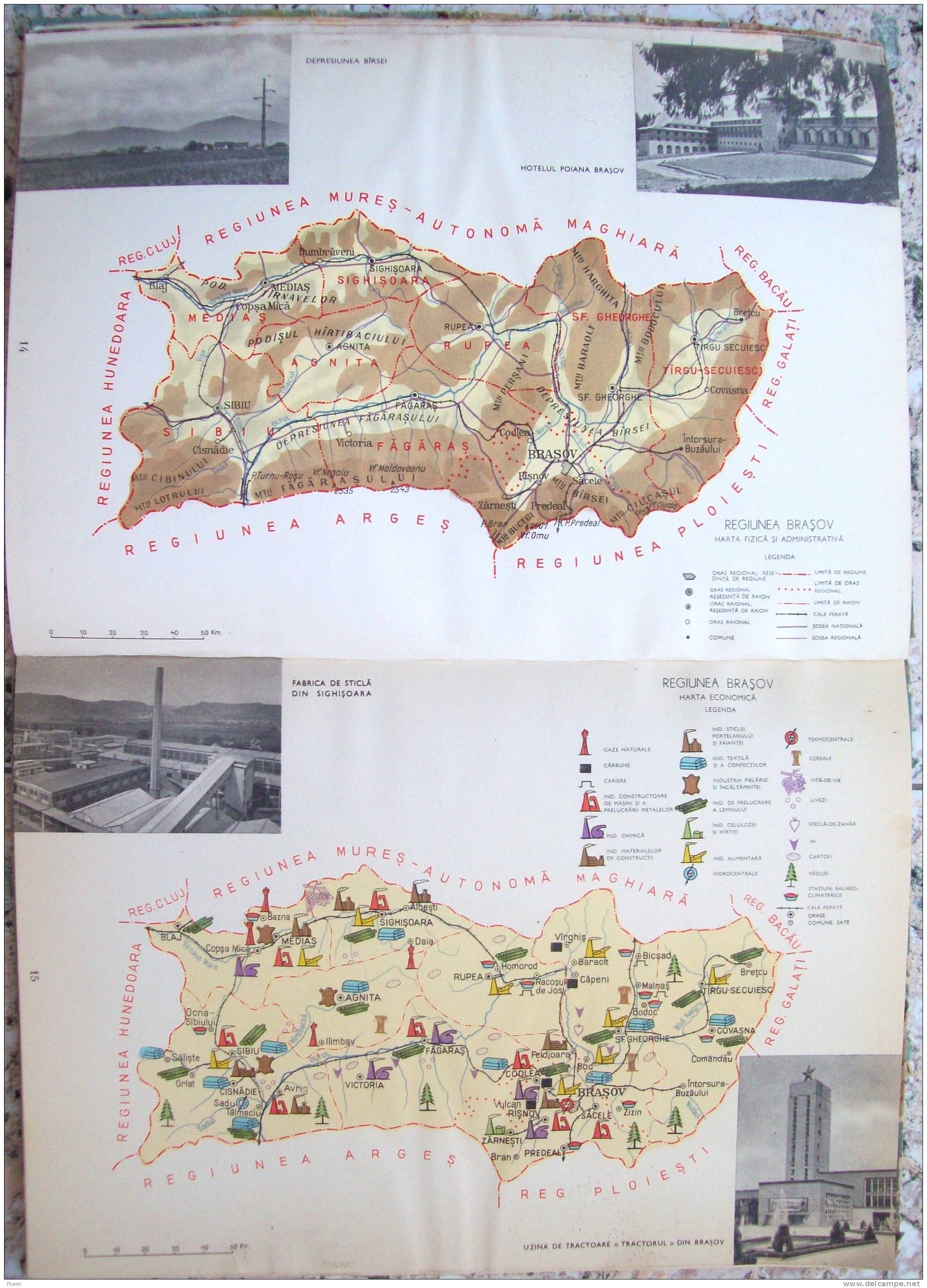 ROMANIA- GEOGRAPHIC ATLAS SCHOOL, PERIOD 1968,INDUSTRIAL IMAGES,VIEWS,MAPS