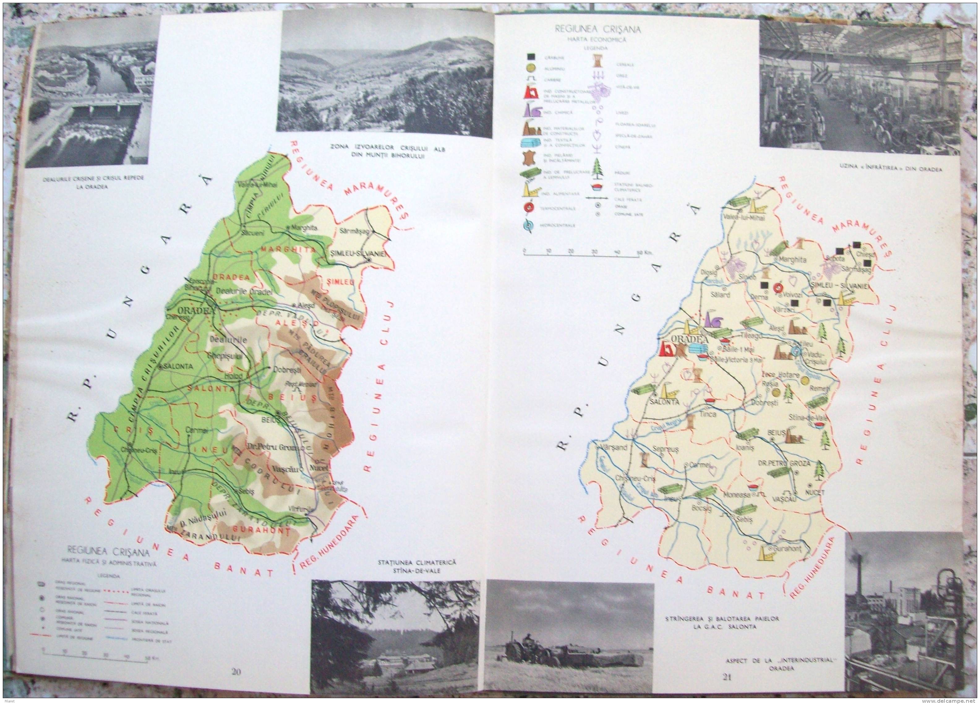 ROMANIA- GEOGRAPHIC ATLAS SCHOOL, PERIOD 1968,INDUSTRIAL IMAGES,VIEWS,MAPS