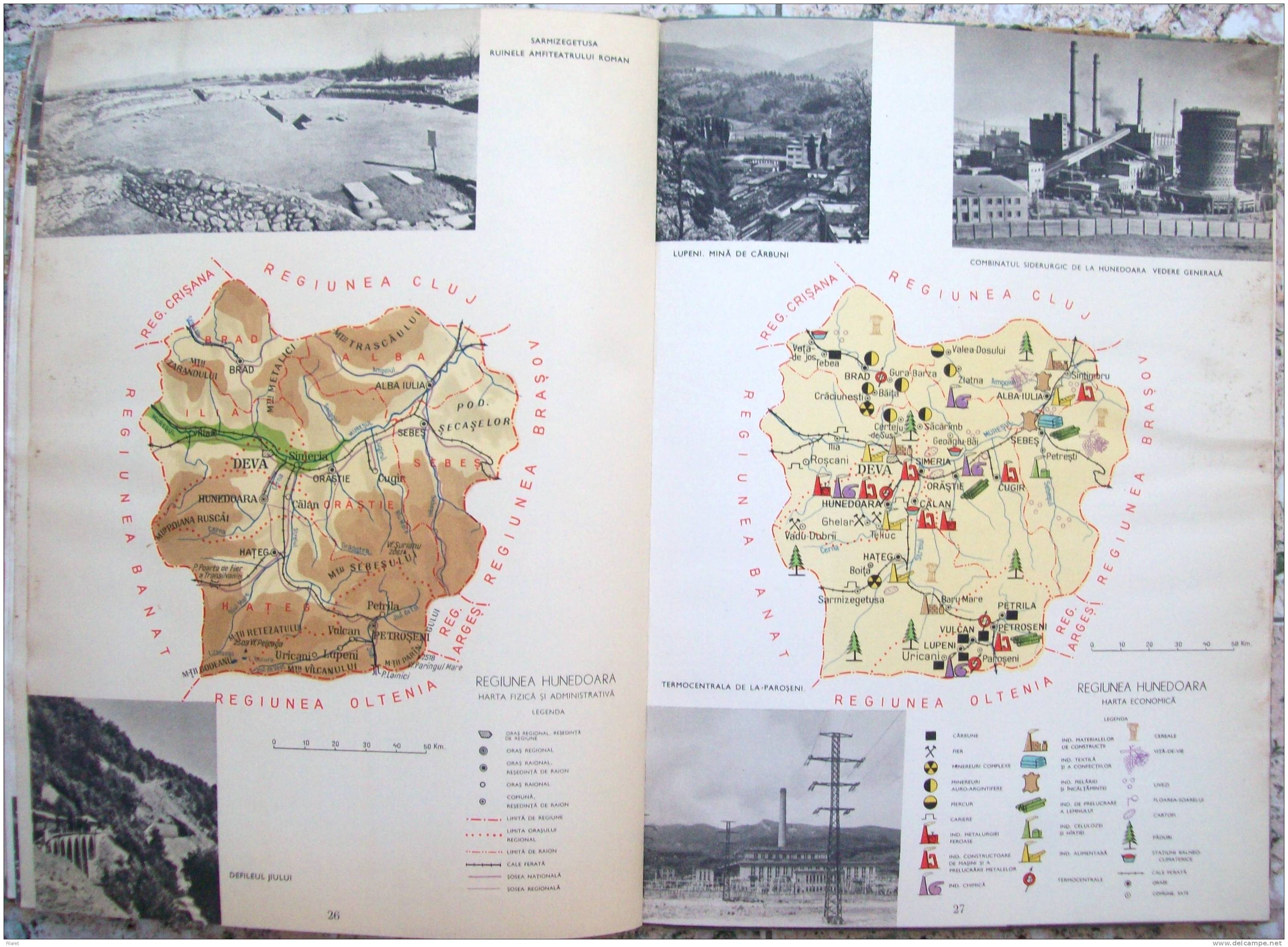 ROMANIA- GEOGRAPHIC ATLAS SCHOOL, PERIOD 1968,INDUSTRIAL IMAGES,VIEWS,MAPS