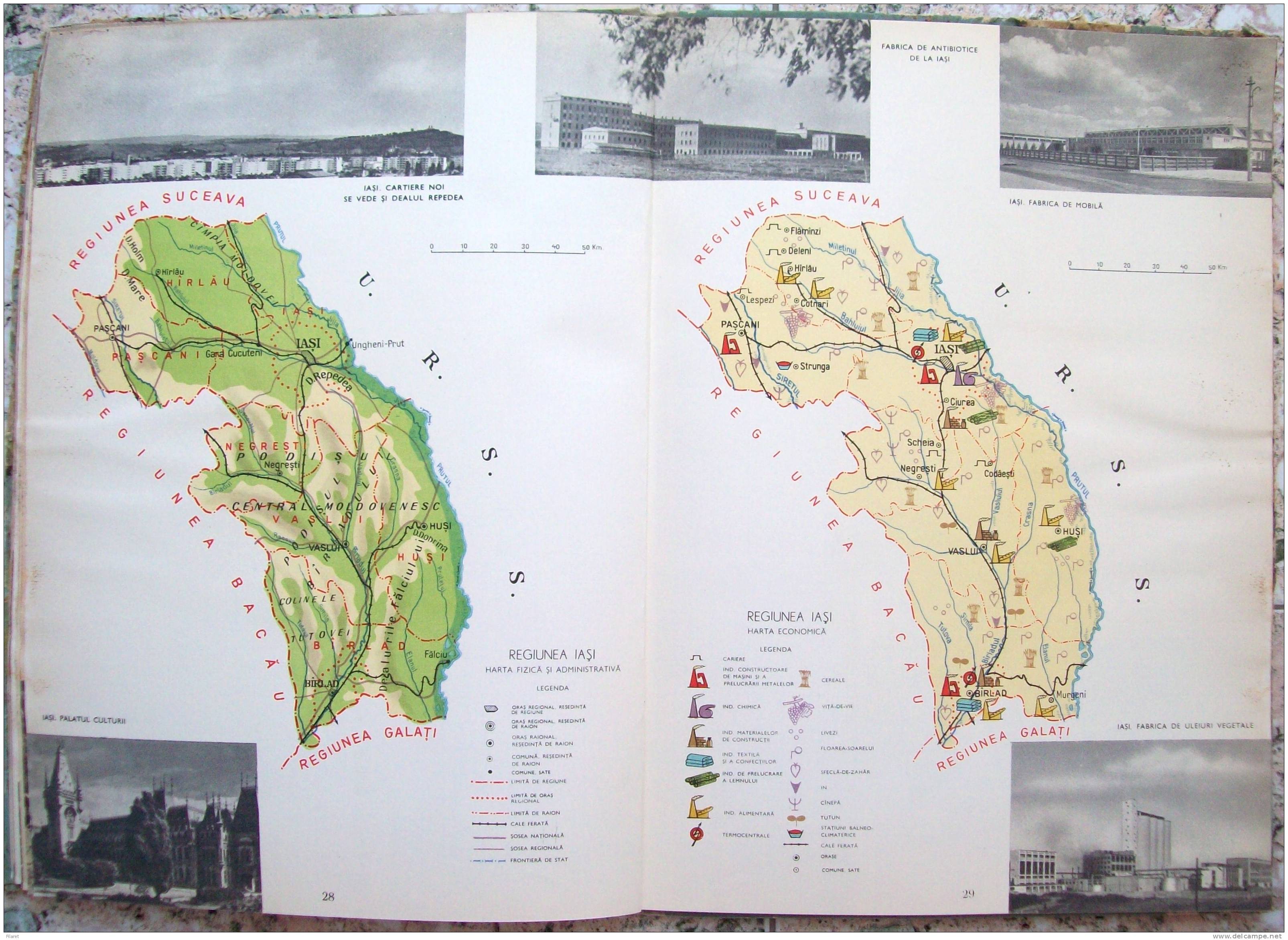 ROMANIA- GEOGRAPHIC ATLAS SCHOOL, PERIOD 1968,INDUSTRIAL IMAGES,VIEWS,MAPS