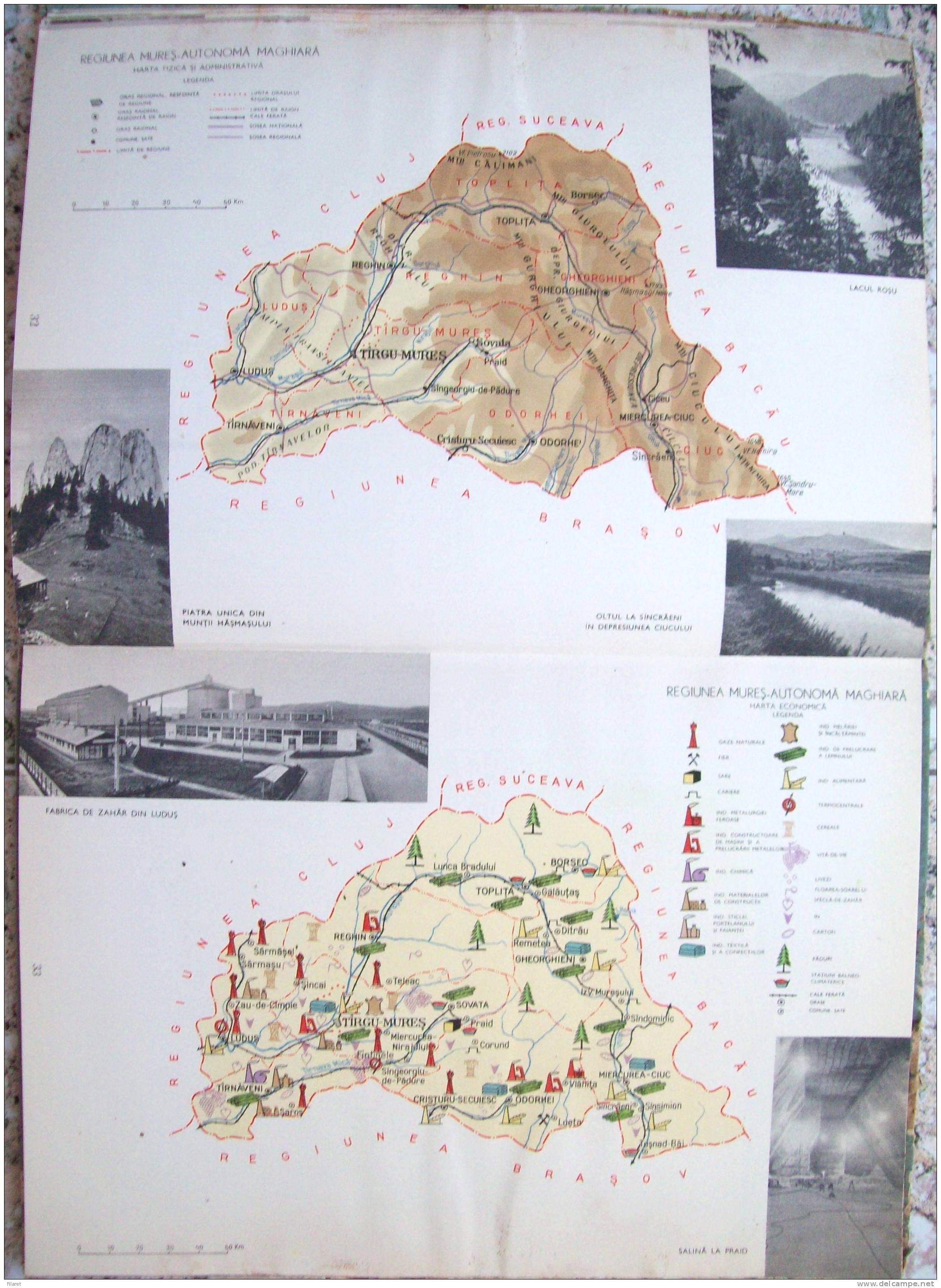 ROMANIA- GEOGRAPHIC ATLAS SCHOOL, PERIOD 1968,INDUSTRIAL IMAGES,VIEWS,MAPS