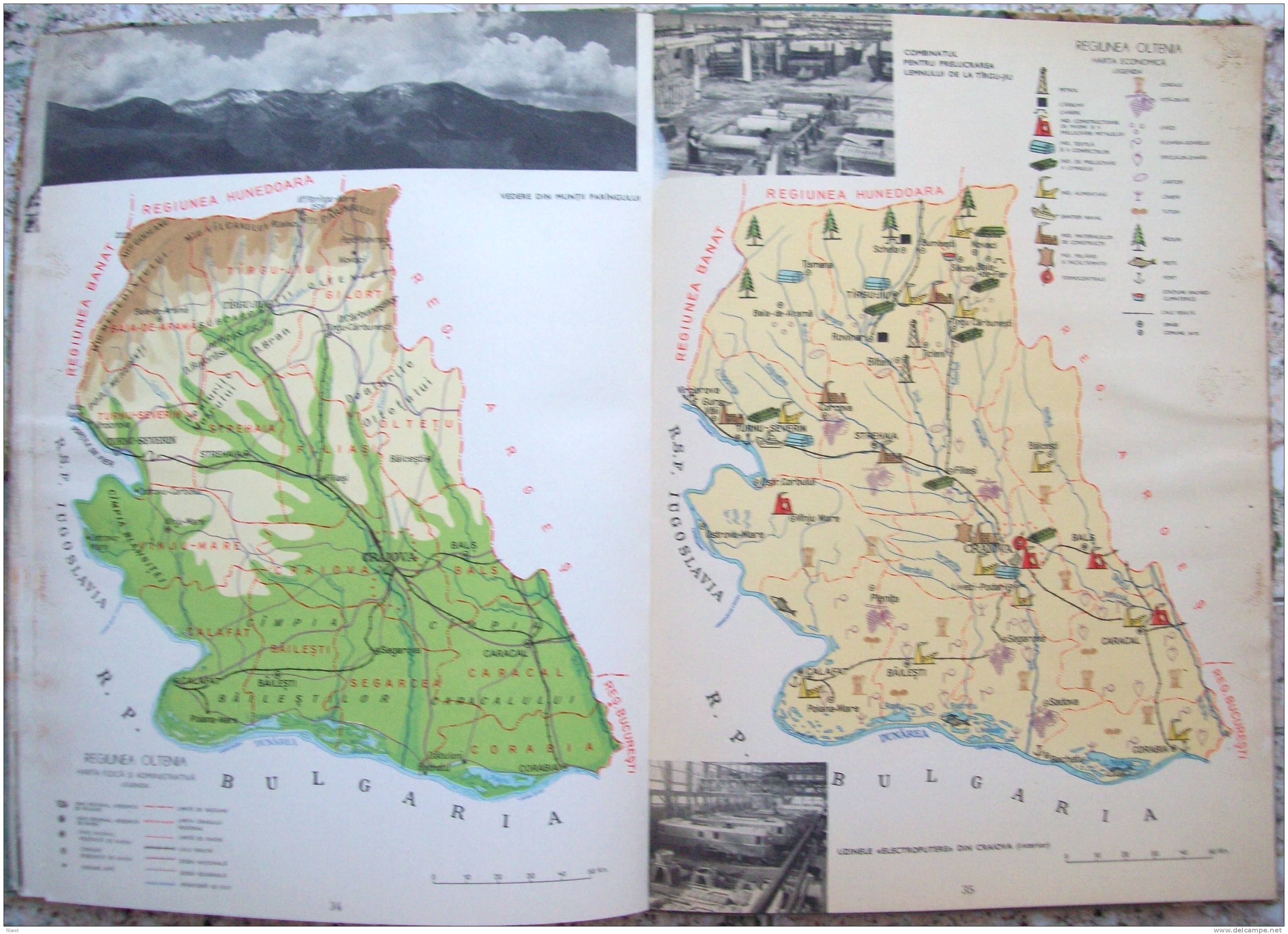 ROMANIA- GEOGRAPHIC ATLAS SCHOOL, PERIOD 1968,INDUSTRIAL IMAGES,VIEWS,MAPS