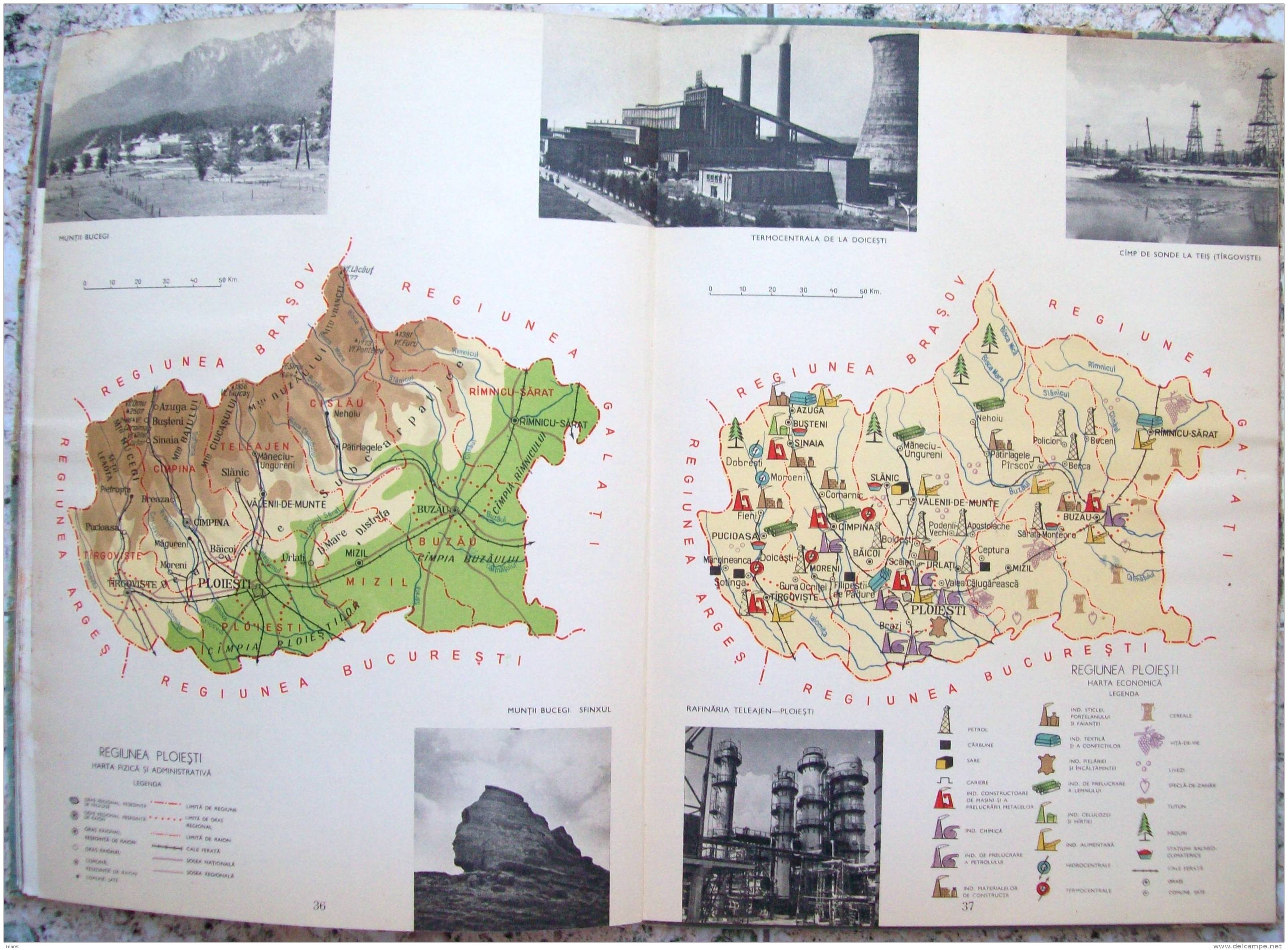 ROMANIA- GEOGRAPHIC ATLAS SCHOOL, PERIOD 1968,INDUSTRIAL IMAGES,VIEWS,MAPS