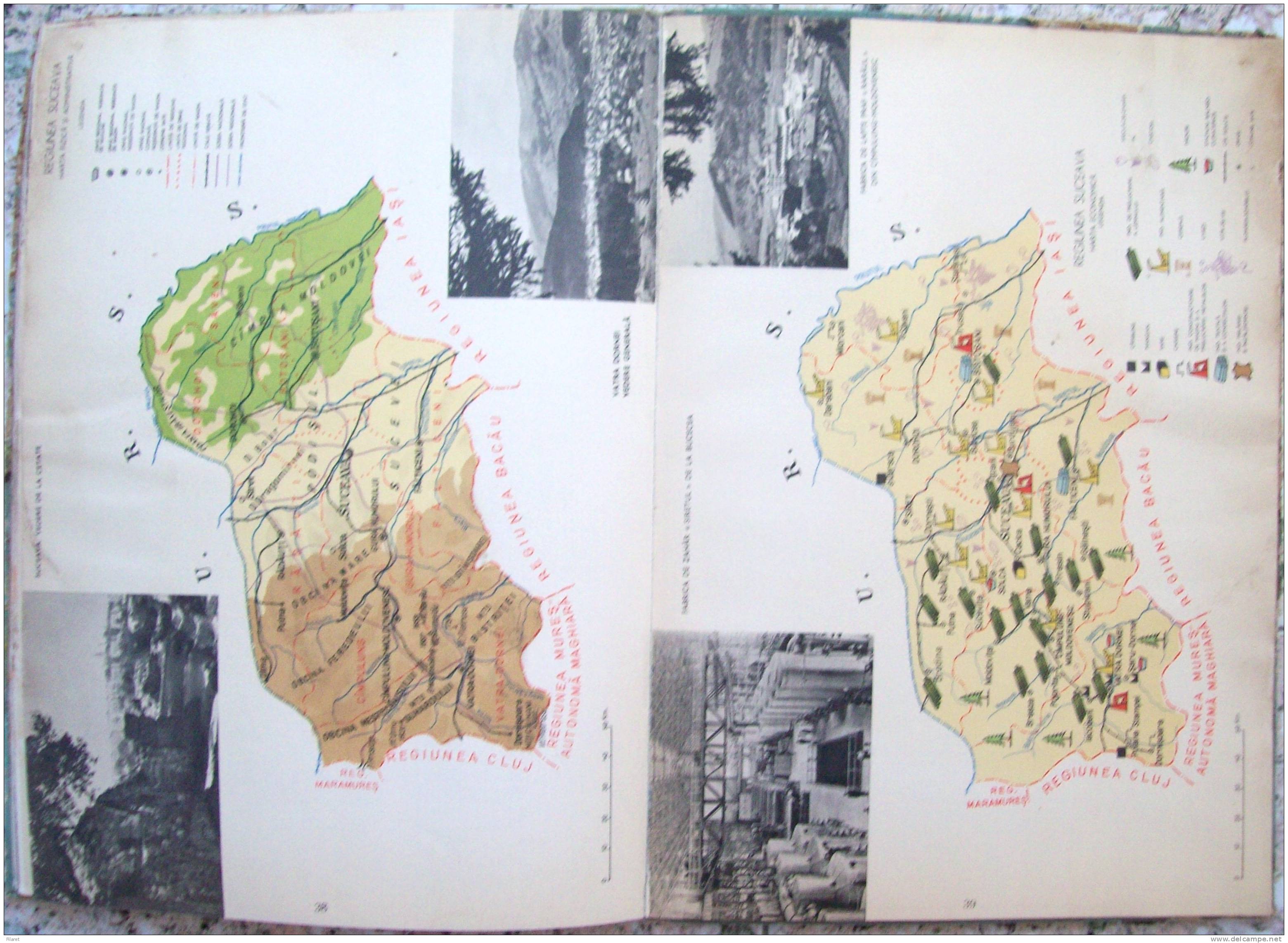 ROMANIA- GEOGRAPHIC ATLAS SCHOOL, PERIOD 1968,INDUSTRIAL IMAGES,VIEWS,MAPS