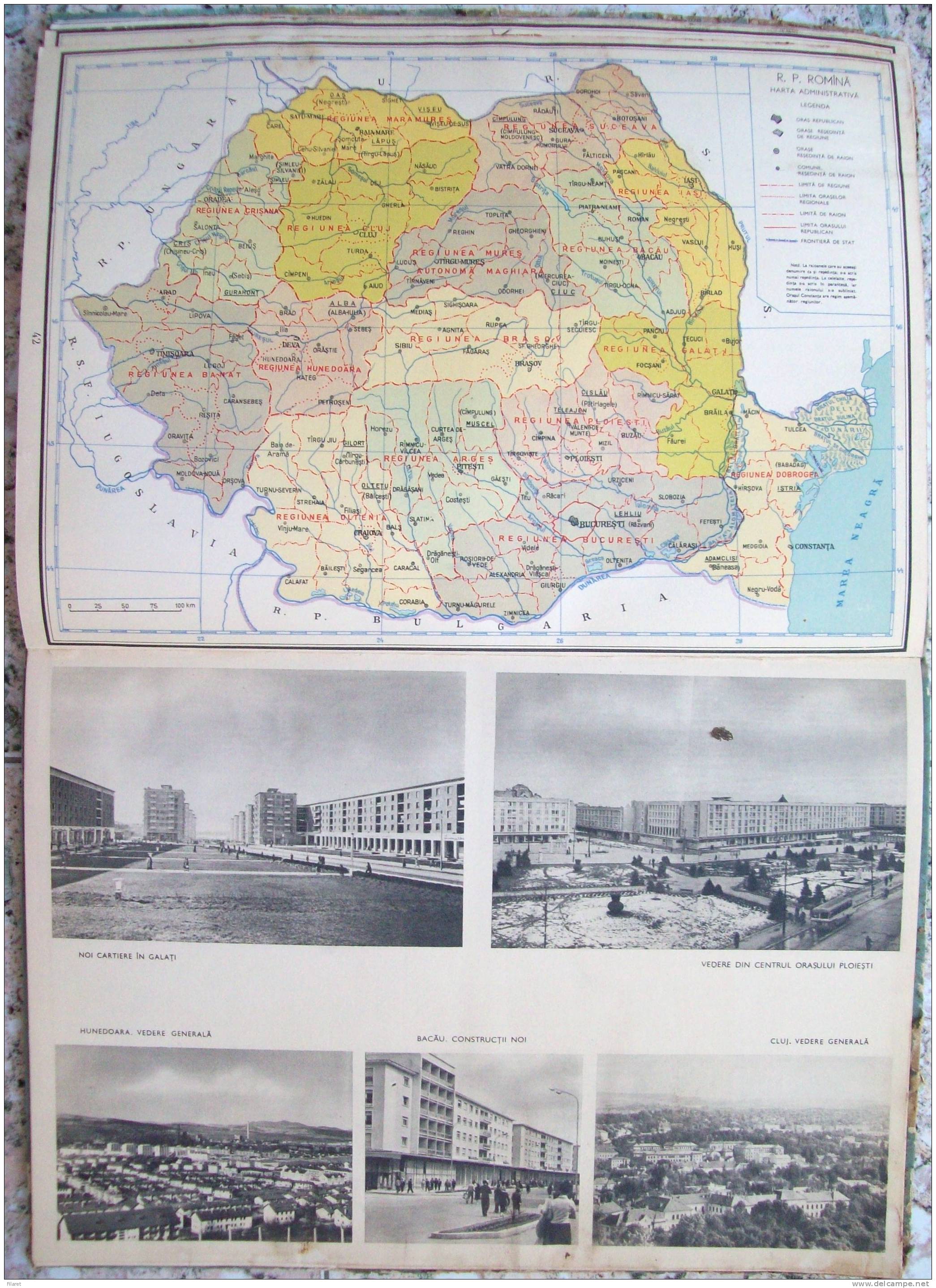 ROMANIA- GEOGRAPHIC ATLAS SCHOOL, PERIOD 1968,INDUSTRIAL IMAGES,VIEWS,MAPS