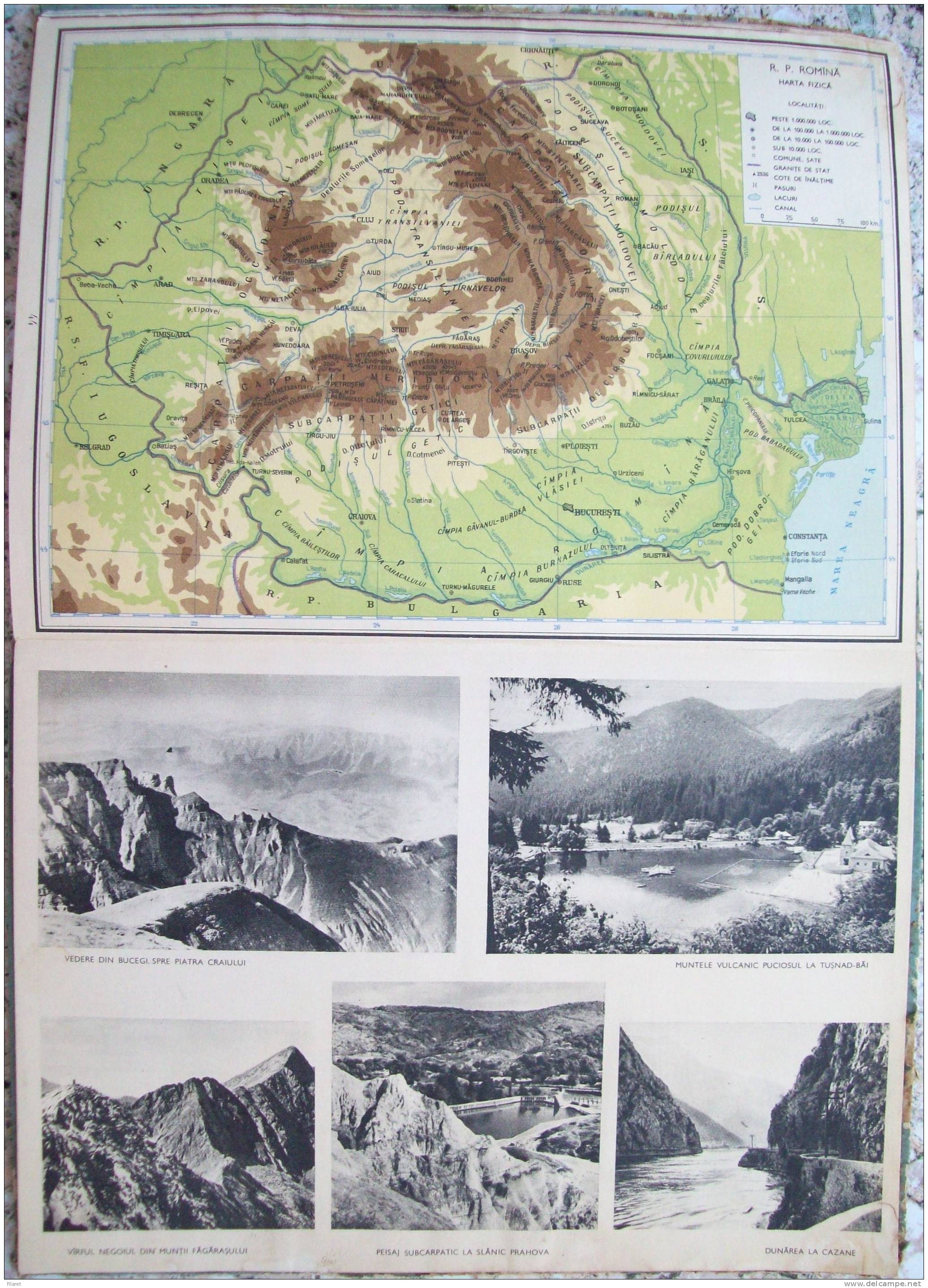 ROMANIA- GEOGRAPHIC ATLAS SCHOOL, PERIOD 1968,INDUSTRIAL IMAGES,VIEWS,MAPS