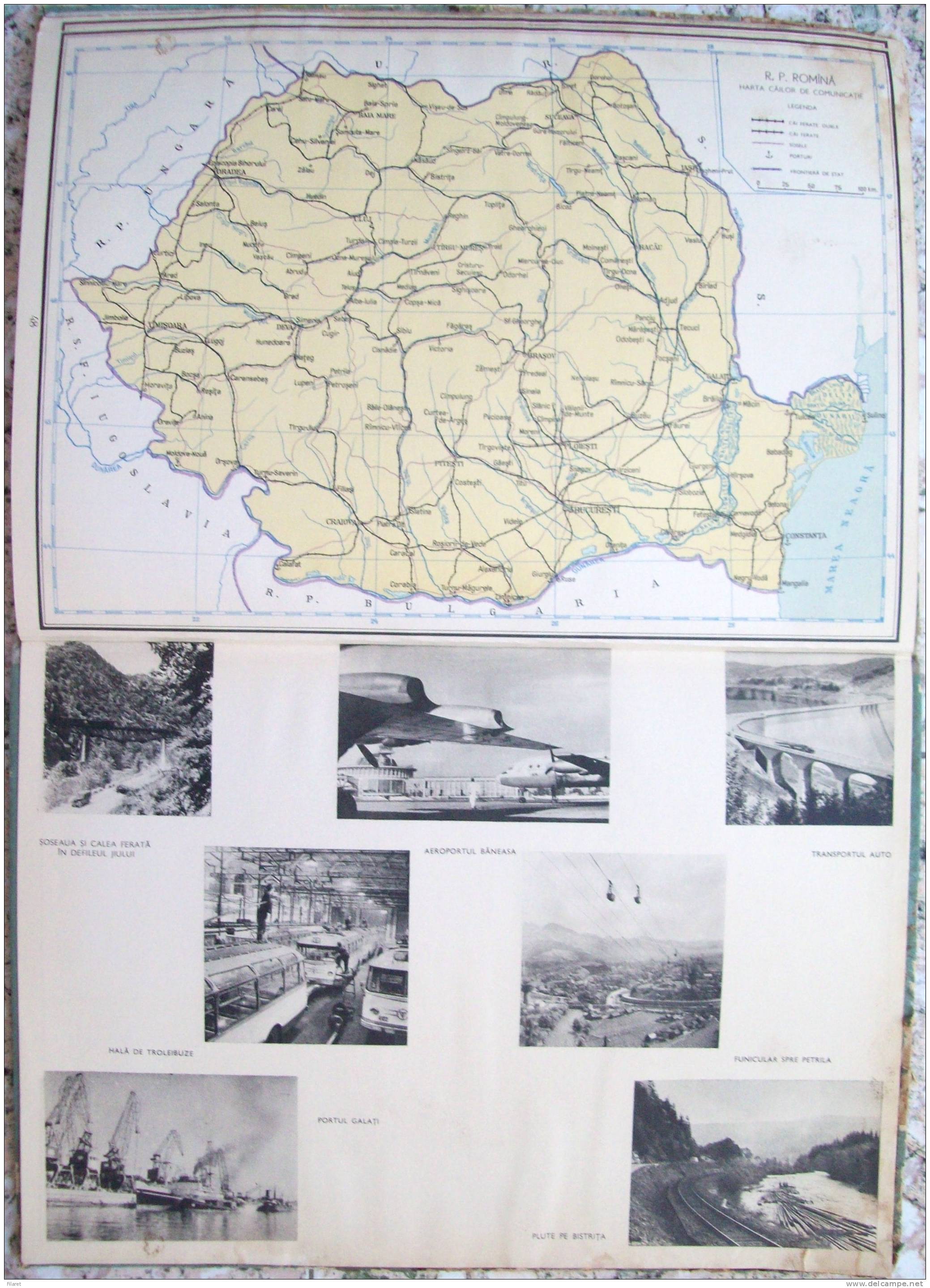 ROMANIA- GEOGRAPHIC ATLAS SCHOOL, PERIOD 1968,INDUSTRIAL IMAGES,VIEWS,MAPS