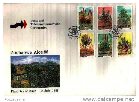 ZIMBABWE 1988 FDC Flora 384-389 - Cactusses