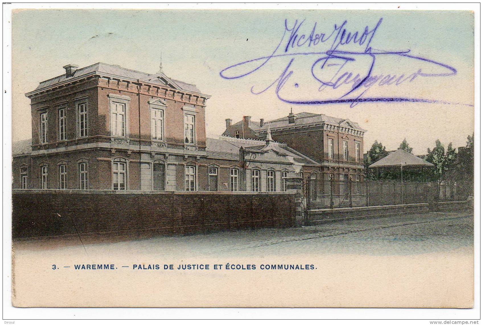18477  -  Waremme   Palais  De  Justice  Et  écoles  Communales  "  Couleur  " - Borgworm