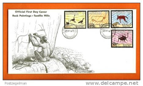 BOTSWANA 1975 Mint FDC Cave Paintings 136-139 - Other & Unclassified