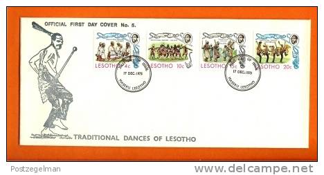 LESOTHO 1975 Mint FDC Traditional Dances 191-194 - Lesotho (1966-...)