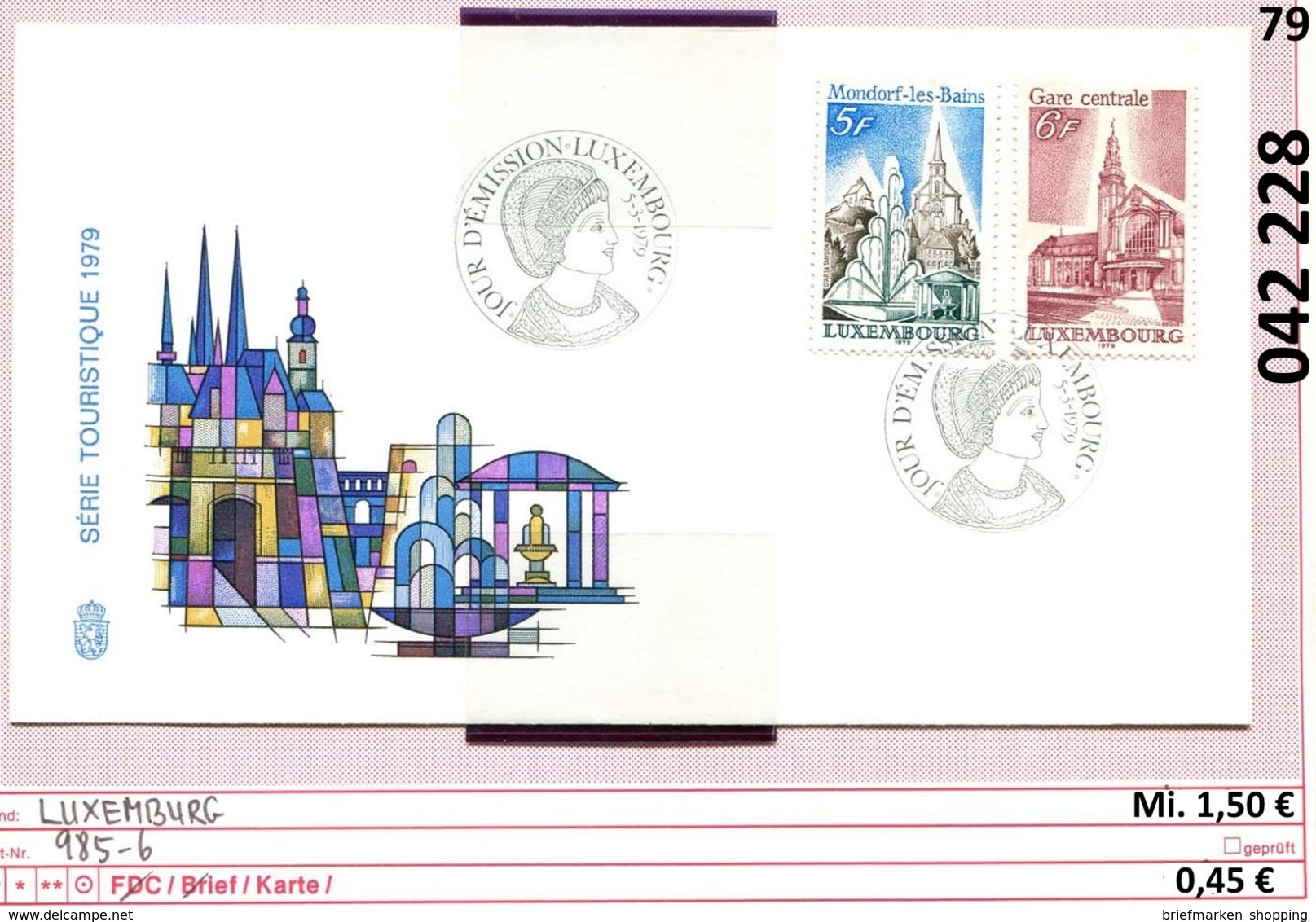 Luxemburg 1979 - Luxembourg 1979 - Michel 985-986 Auf FDC - Kirchen - FDC