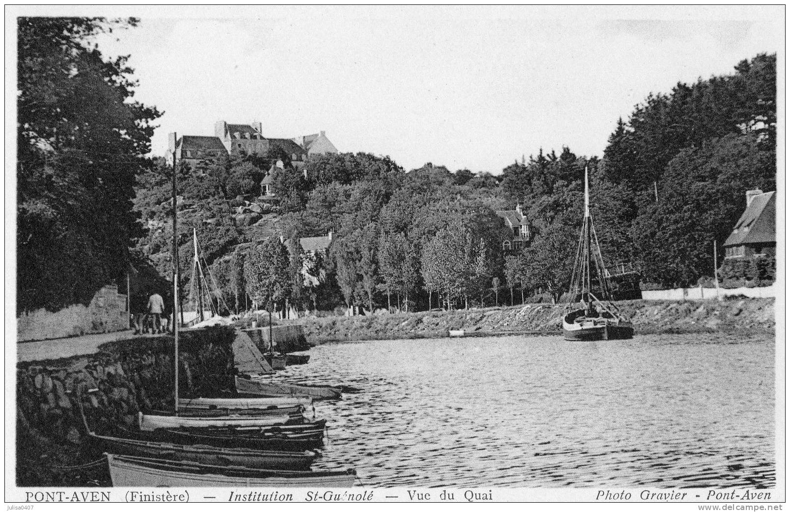 PONT AVEN (29) Bord De Rivière Bateaux Institution Saint Guénolé - Pont Aven