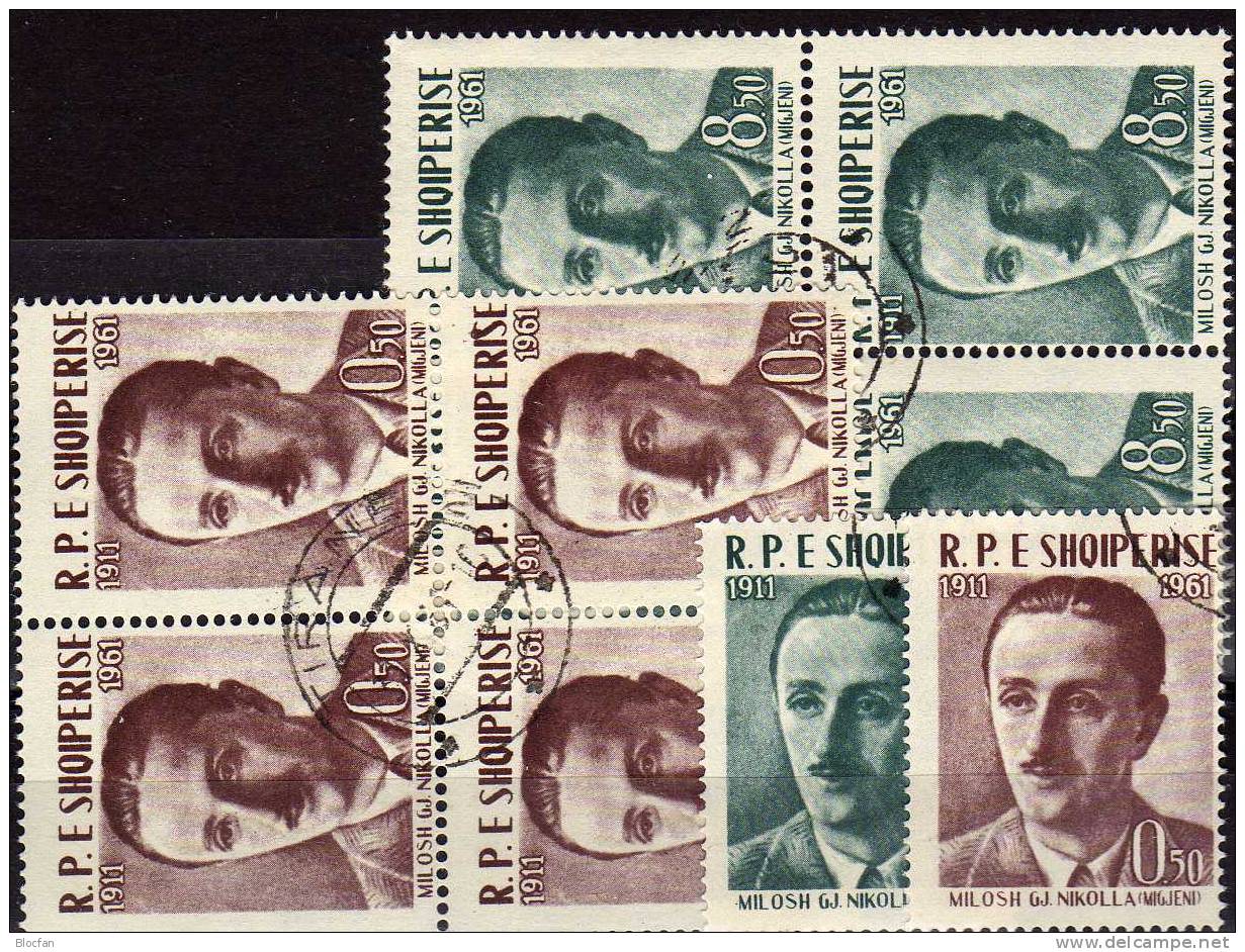 Nationaler Dichter Nikolla 1961 In Albanien 636/7 Plus 4-Block O 11€ Porträt Des Künstler Artist Bloc Sheet Of Shqiperia - Kostüme