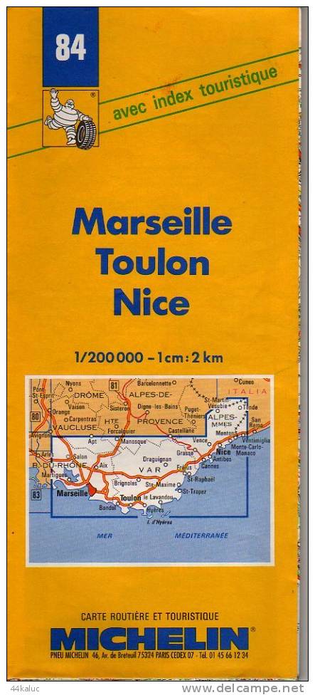 Carte MICHELIN MARSEILLE TOULON NICE (en 1997) N°84 - Carte Stradali