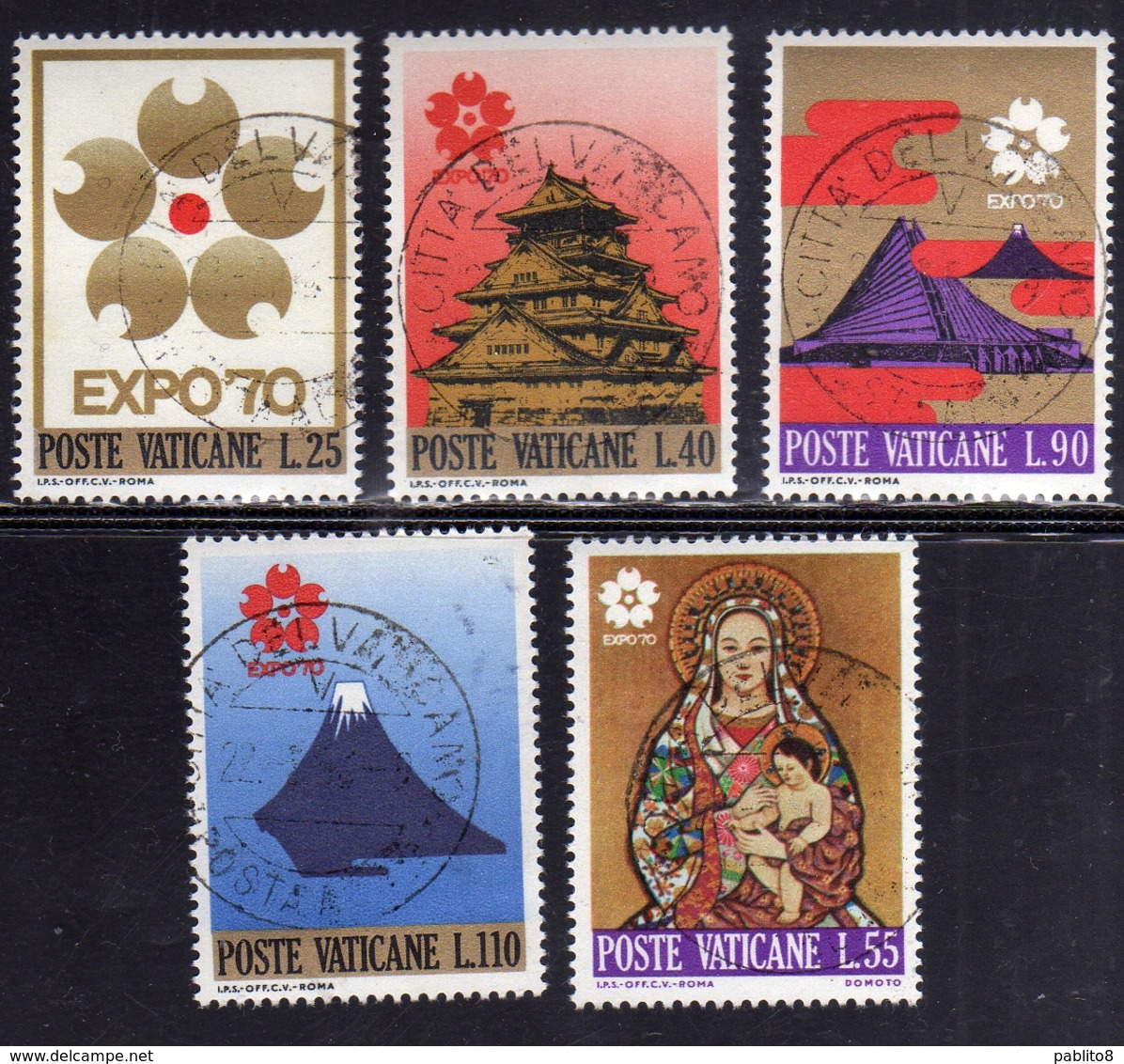 CITTÀ DEL VATICANO VATICAN VATIKAN 1970 ESPOSIZIONE UNIVERSALE DI OSAKA EXHIBITION SERIE COMPLETA FULL SET USATA USED - Used Stamps