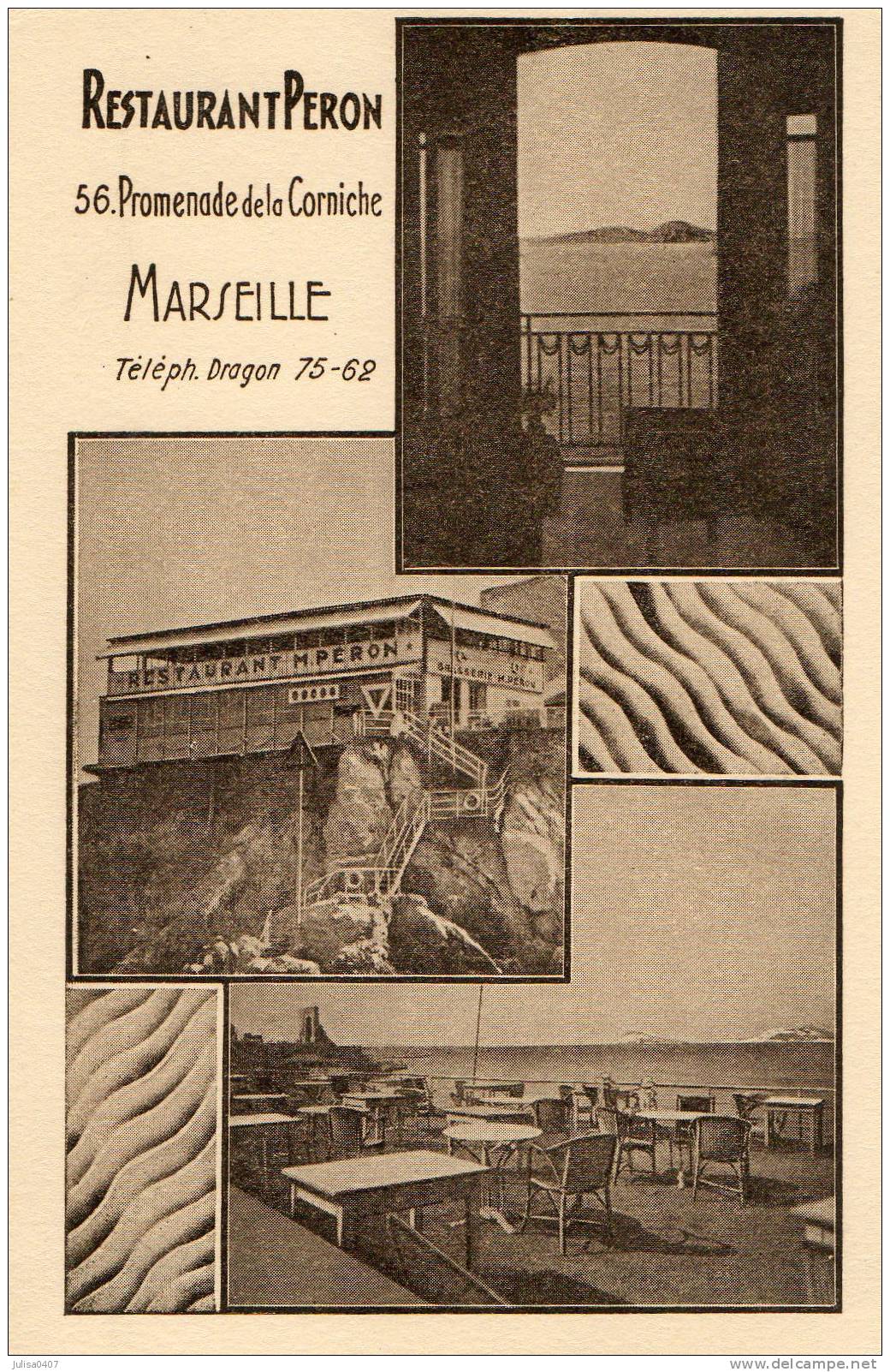 MARSEILLE (13) Carte Publicitaire à 3 Vues Restaurant Peron - Endoume, Roucas, Corniche, Strände