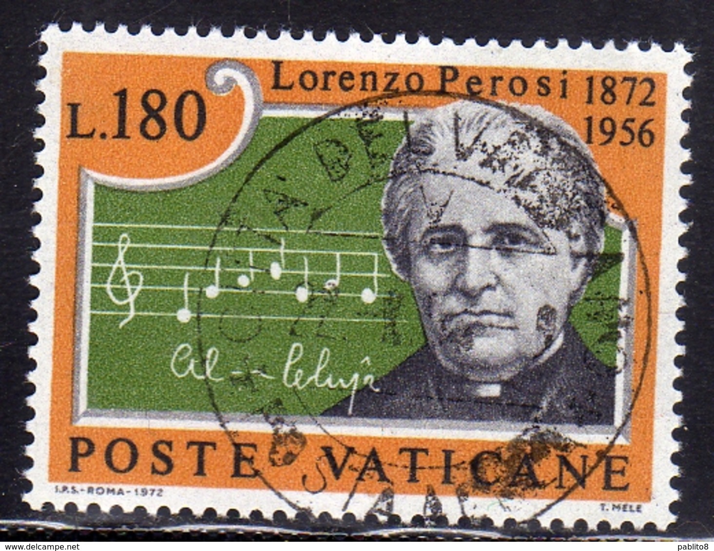 CITTÀ DEL VATICANO VATICAN VATIKAN 1972 MAESTRO LORENZO PEROSI LIRE 180 USATO USED OBLITERE' - Used Stamps