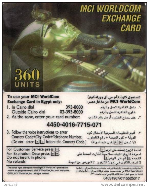 EGYPT : MCI Worldcom Exchange Card : Used : 360 Units : #03b - Egypt