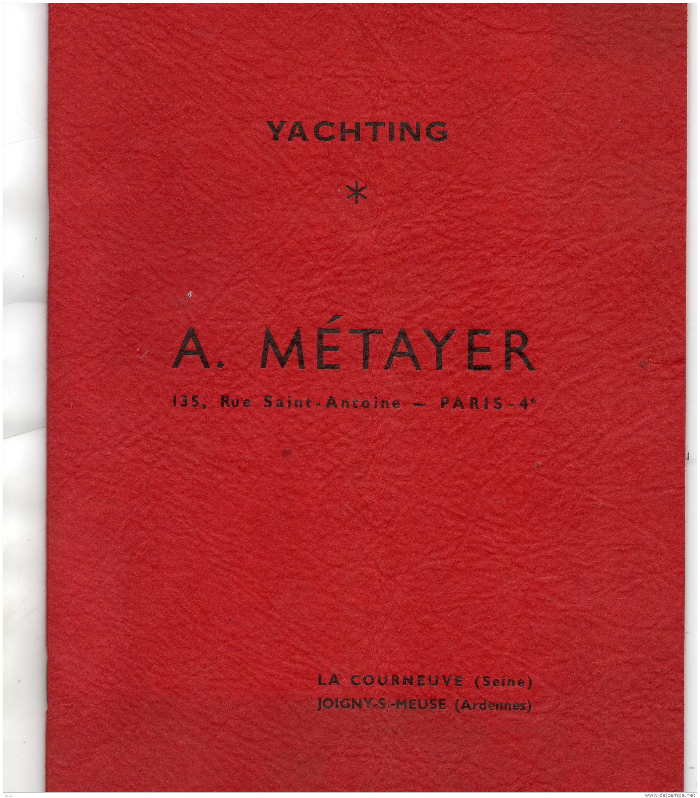 MANUFACTURE D´ARTICLES DE MARINE - A. METAYER - Nomenclature De 44 Pages - Mars 1952 - Material Und Zubehör