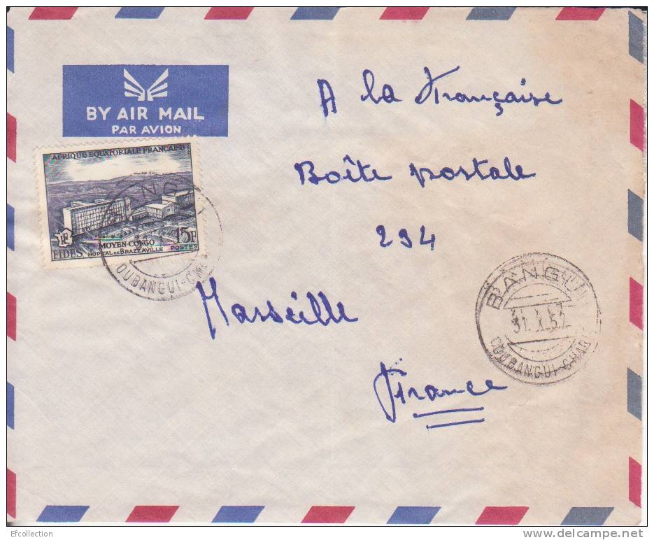 AEF,Oubangui Chari,Bangui Le 31/10/1957 > France,lettre,Colonies,ho Pital De Brazzaville,15f N°234 - Other & Unclassified